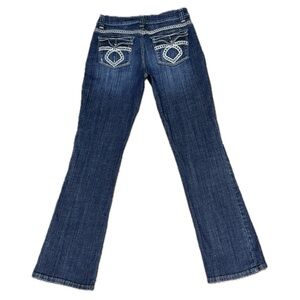 👖LEE Platinum Label Women’s Y2K Bootcut Stretch Jeans Dark | Sz 8 Embroidery